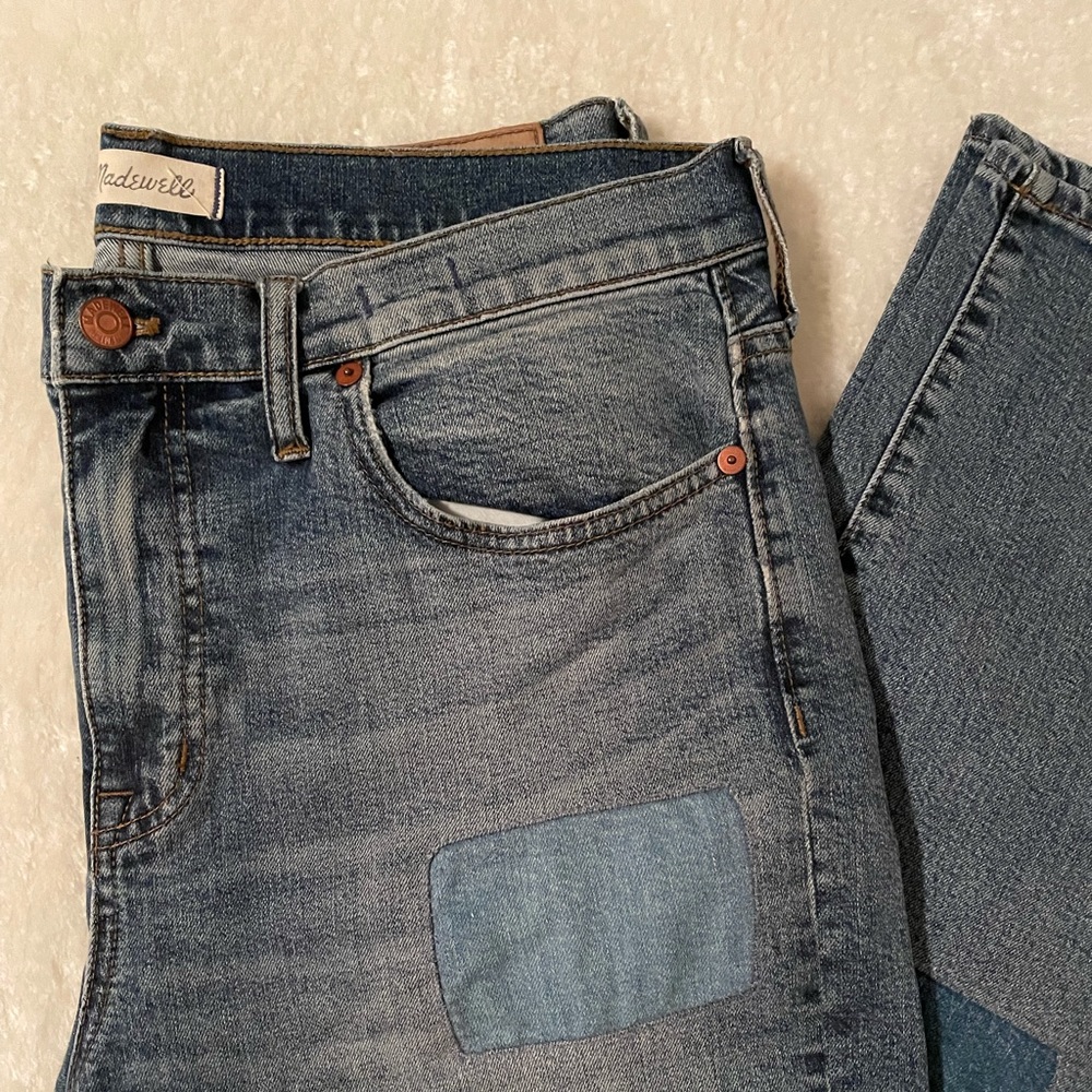 size 31 Madewell Cruiser Straight Jean w/ Colorblock Patches